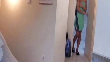 A petite blonde French babe fucks two horny dudes