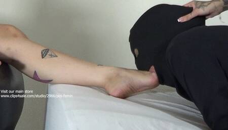 SUCK OUOR TOES AND WORSHIP OUR FEET ONE AT A TIME AS OUR ORDERS