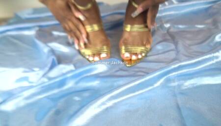 Goddess Jachson in Gold Heels