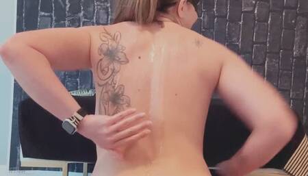 Oiled up body masturbation with dildo and rose clit sucker