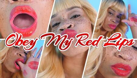 Obey My Red Lips- Ebony Femdom Goddess Rosie Reed Sensual Lipstick Fetish Mesmerize Obedience Training For Lip Slaves- standard definition