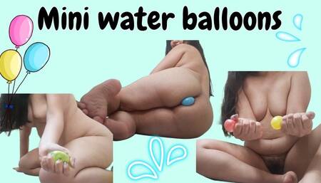 Playing with mini water balloons