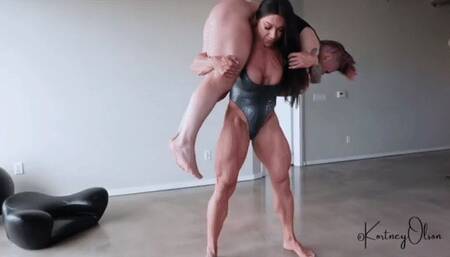 Big Body Lift & Carry - Kortney Olson and Big Red Take Turns Lifting Each Other - These Muscular Women Love Muscle Domination - They Measure Each Other's Muscles - HD (WMV)