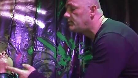 Astonishing German babe gangbanged in BDSM action