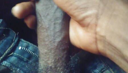 Hot masturbation in a jeans trousers