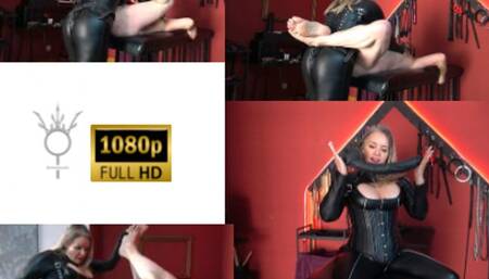 Empress MBella Sadic Fucks slave with long black dildo