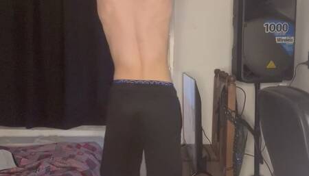 Stripping, exercising naked and flexing my body until i cum