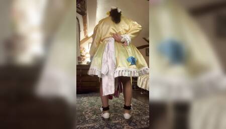 In outfit with my new maid dress made in couture for a day
