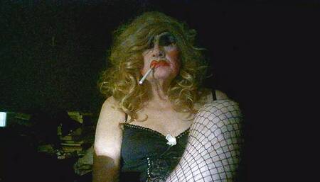 Filthy old smoking whore  sissy slut Sarah Millward ready to go out, she wants cock your cock - you