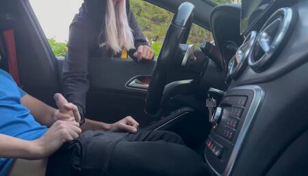 DickFlash! The girl I like jerks me off in public after leaving the gym