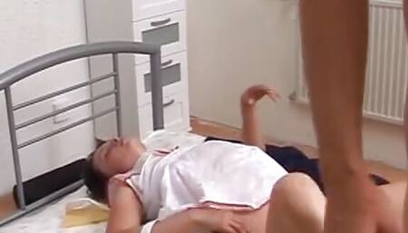 Several dudes rocking the hell out of this horny German nurse