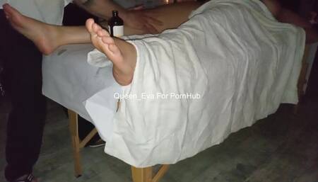 Amateur wife massaged and masturbated by husband's friend