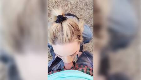 Outdoor blowjob with facial