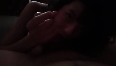 Pale girl handjob to his friend while boyfriend isn't in home