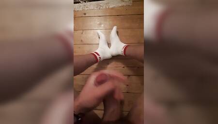 secret wank at night massive cumshot on my socks and the floor