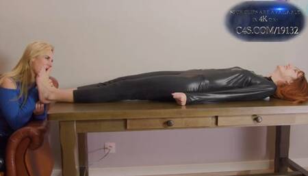 Weronika Lick And Tickle Feet Of Stella On Table - Licking Part