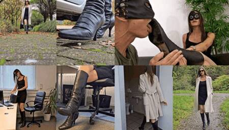 Slave has to lick disgusting street dirt and mud from my boots (small version)