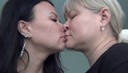 squish each other noses flat c