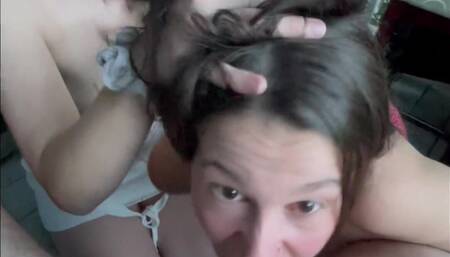 Public ffm Threesome on New Orleans garden district balcony Loyola sluts share cock