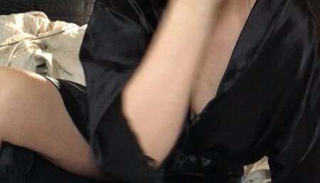 Last cigarette of the day - cork cig, some nose inhales and exhales, some coughs - Satin Robe