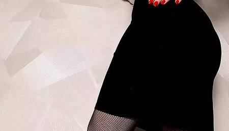 Hot Teacher has fun with Big Black Dildo without taking off her clothes