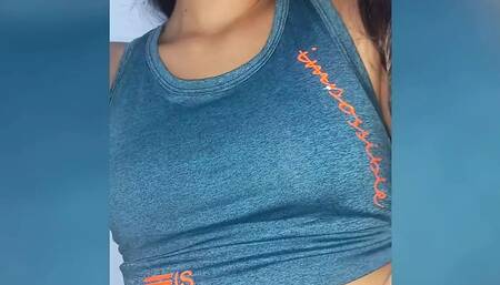 18 year old girl with perfect tits sucks my fingers. Real homemade video