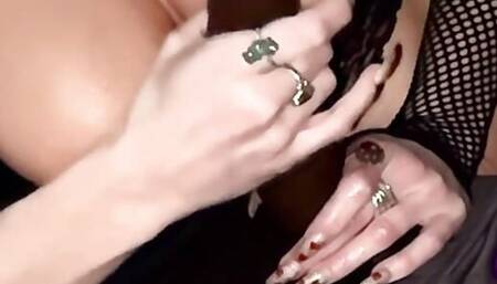 Young Big Tit Long Nails MILF Ravin Jerking and Titty Fucking BIG THICK Black Cock