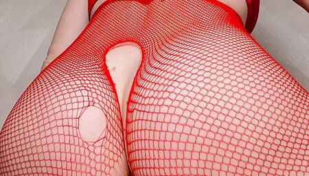 Hot Fitness Girl With Gorgeous Ass In Fishnet Tights Rides Small Cock