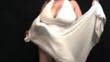Big-Titted BBW Strips Out of Her White Dress