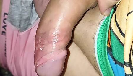 Horny and massaging my rich and hard cock