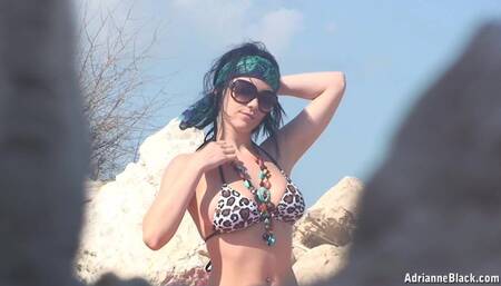Adrianne on the Beach! Flashing Video!