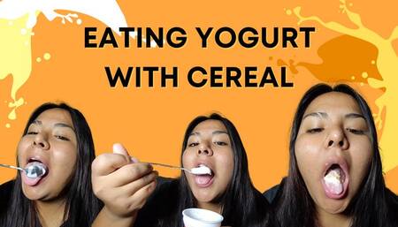 Eating yogurt with cereal