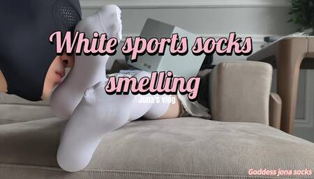 White sports socks smelling