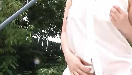 Uncensored XXX JAV featuring the red-hot and inexperienced lady, Yuri Sato, engaging in outdoor masturbation.