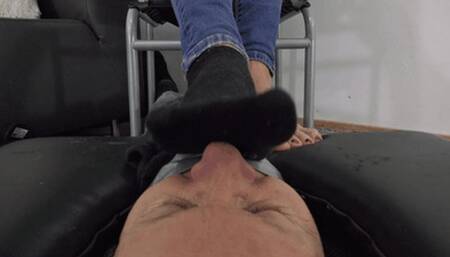 Completely helpless under my stinky socks and feet (small version)