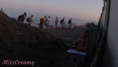 #FLASHING my COCK in front of my STEPDAUGHTER in a #PUBLIC #BEACH and she HELPS me CUMSHOT in front of everyone #2 - REAL #SEX #RISKY