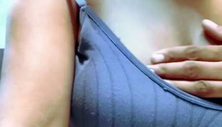 Sri lankan New Leake Anne with big boobs show to her boy in Bath room