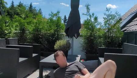 Guy Takes Self Facial Nude Outdoor Solo and Eats Own Cum