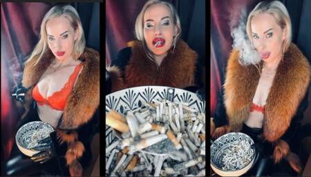 Your sexy goddess feed you with her cig butts