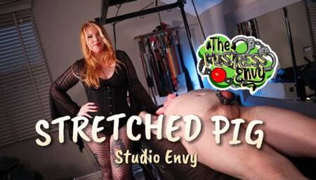 Cruel Dominatrix straps down her sub and stretches him on the rack