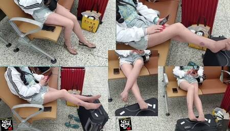 Feet up on trolley bag