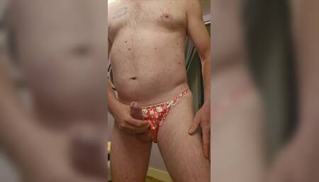 Draining off Wearing My Pink Satin Bunny Panties