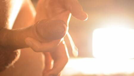 Close-Up Gentle Stroking = One Finger Oozing Cumshot