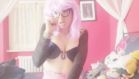 spanking and, oh no, I peed inside my very short and pink pants