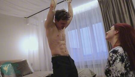 ARIEL BEATS A BOUND MAN