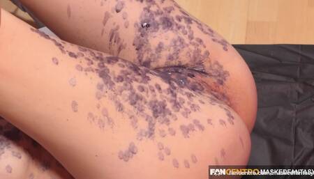 Tied sub gets tormented with hot wax over her tits and pussy before she's allowed to cum