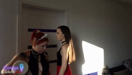 Maid fetish - double domination, boy and two girls [1080]