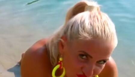 public naked bathing in the lake beach