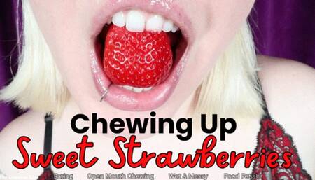Chewing Up Sweet Strawberries - HD - The Goddess Clue, Messy Eating, Open Mouth Chewing, Mashed Up Food, Mouth Fetish, Tongue Fetish
