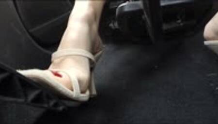 Girlfriend Speeds to Work Wearing Mules (Pedal)